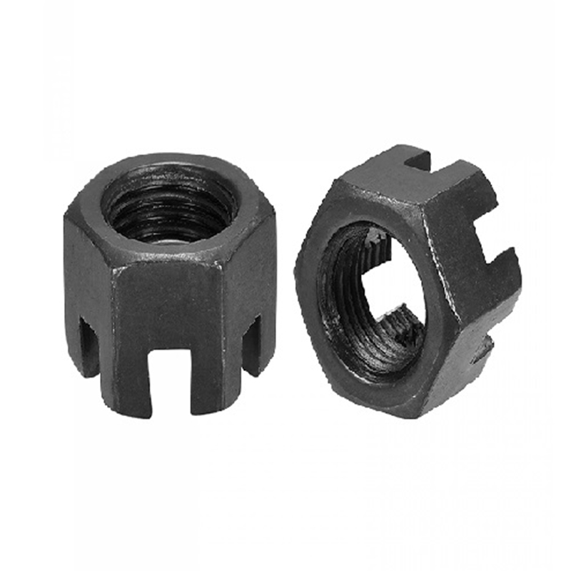 M16×1.5 Grade 4.8 Uhlíková ocel Černěný Drážkovaná hradlová matice DIN 935